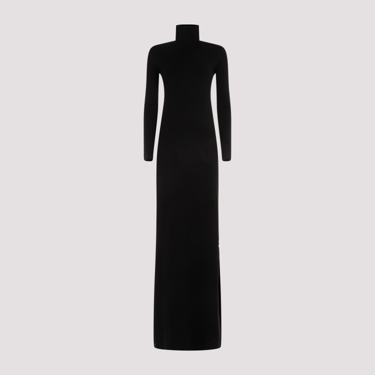 Shop Saint Laurent Black Wool Long Dress