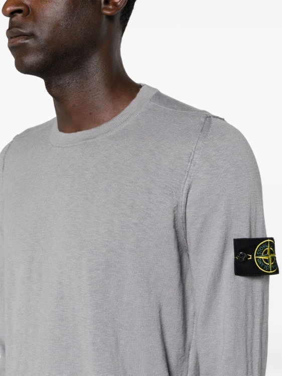 Shop Stone Island Compass-badge Fine-knit Jumper In Grey