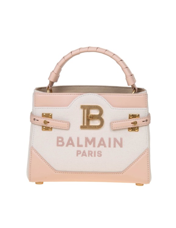 Balmain B-buzz 22 Bag In Canvas And Leather Nude Pink
