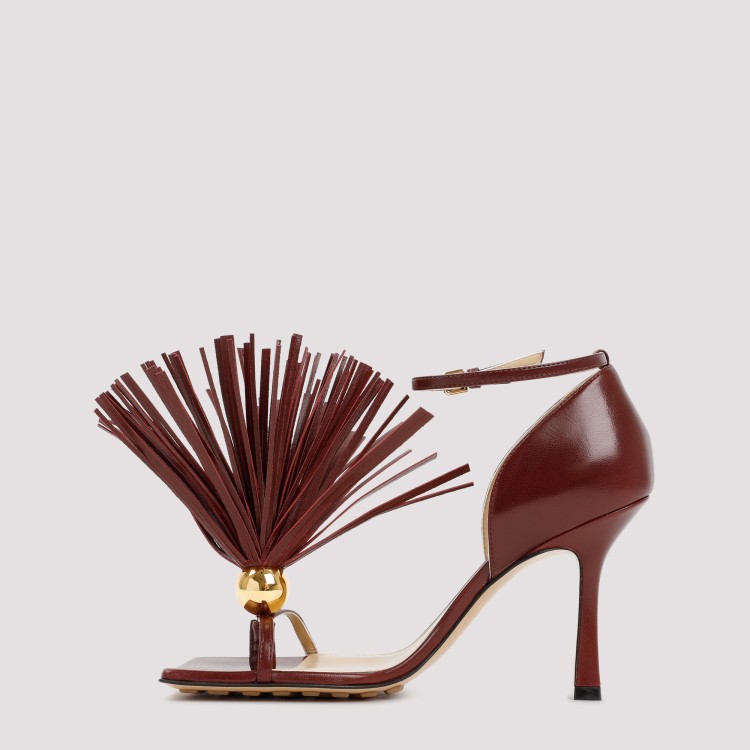 Bottega Veneta Maroon Leather Stretch Strap Heels In Black