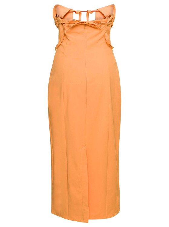 Shop Jacquemus Orange Midi Dress La Robe Bikini In Cotton Blend
