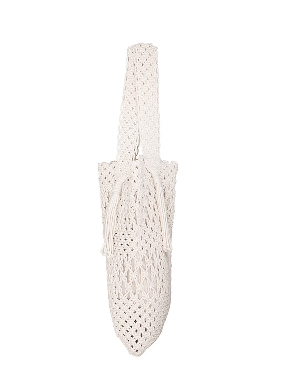 Shop Zimmermann Crochet Cotton Shoulder Bag In Neutrals