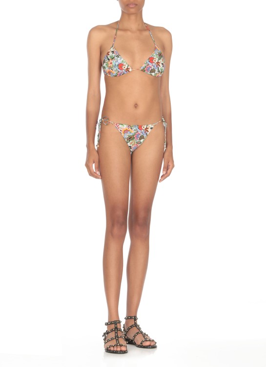Shop Etro Bikini With Boquet Print In Multicolor