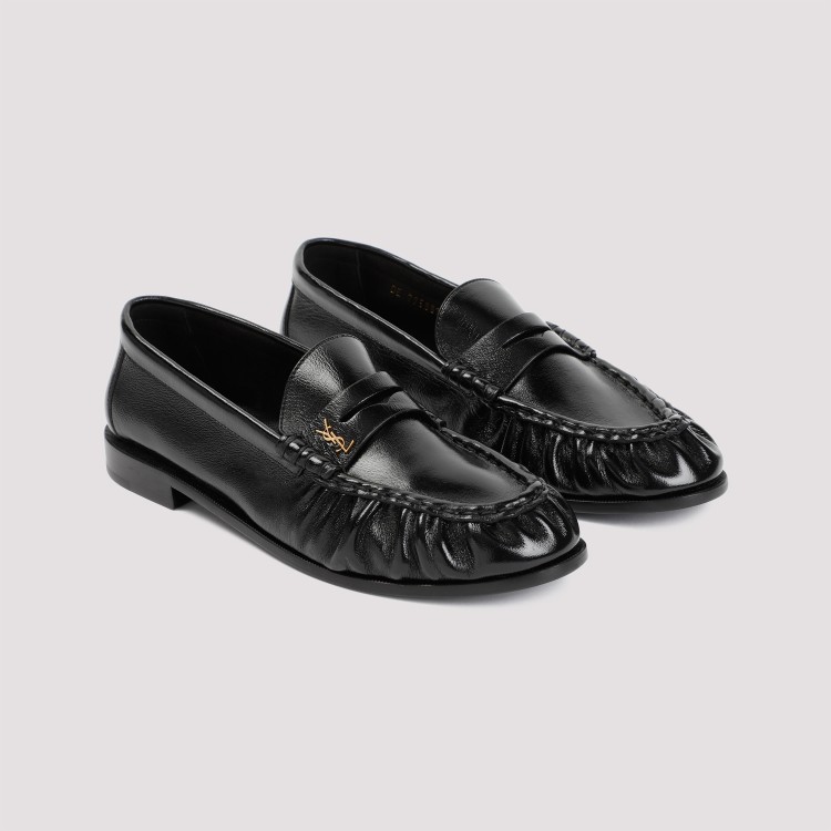 Shop Saint Laurent 15 Black Lamb Leather Le Loafers