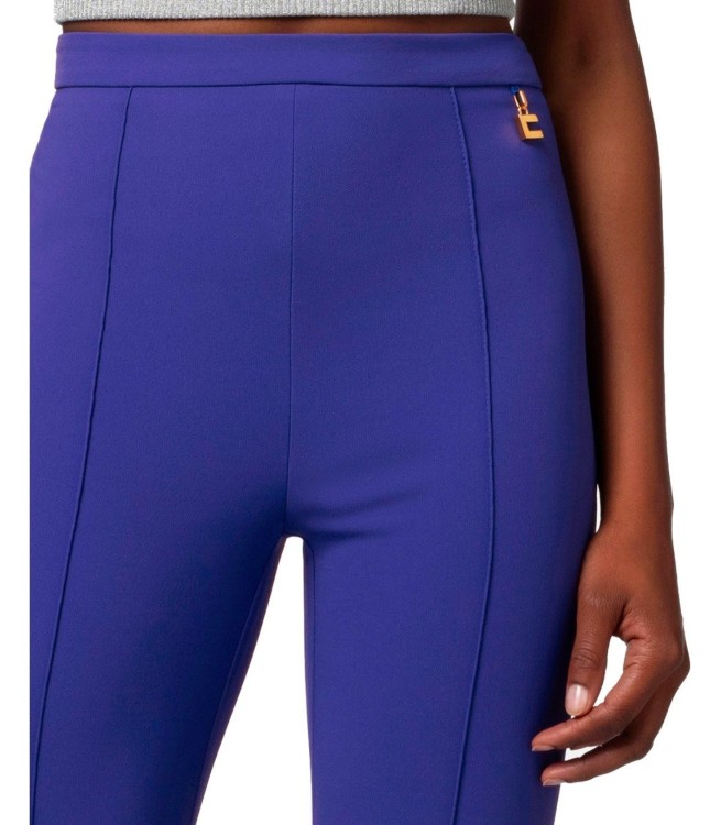 Shop Elisabetta Franchi Indigo Blue Flare Trousers In Purple