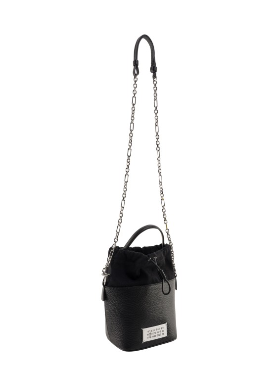 Shop Maison Margiela Leather Bucket Bag With Contrasting Patch In Black