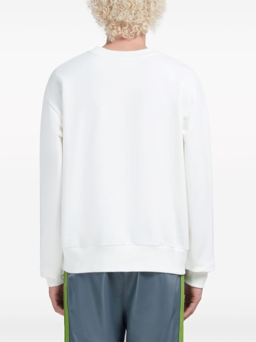 Shop Marni Classic Cotton Knit Sweatshirt With Minimalist Logo Design In White