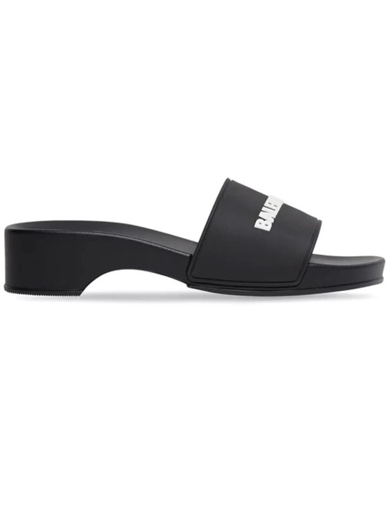 Balenciaga 40mm Bb Pool Wedge Slide Sandals In Black