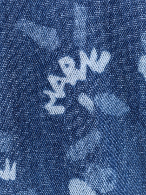 Shop Marni Denim Shirt With Dripping In Blue