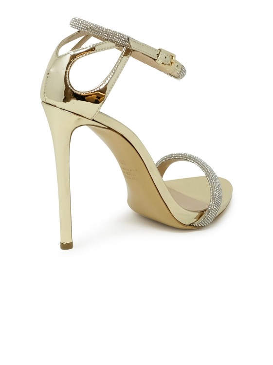 Shop Ninalilou Gold Leather Sandals With Swarovski