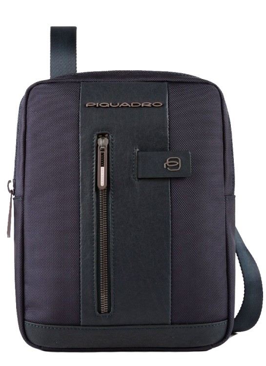 Piquadro Ipad Bag In Recycled Fabric With Pocket In Black