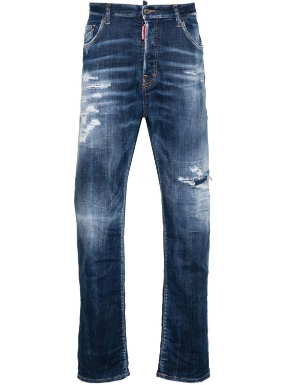 Shop Dsquared2 Dark Ripped Cast Wash Bro Straight-leg Jeans In Black