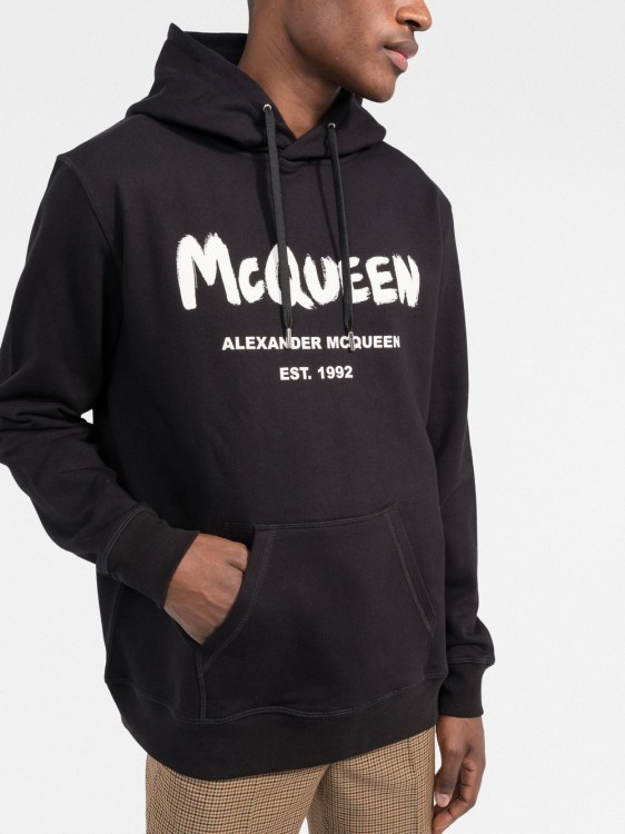 Shop Alexander Mcqueen Graffiti Logo Hoodie In Black
