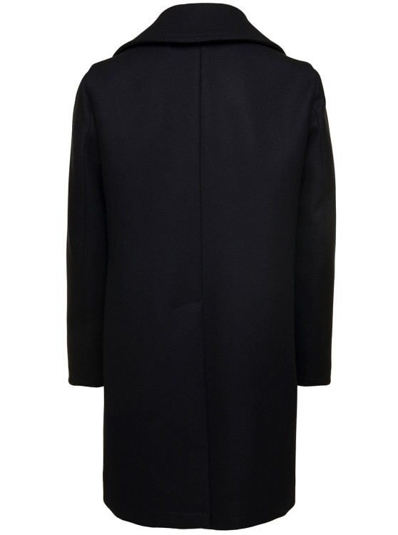Shop Dsquared2 Black Coat With Double-breasted Fastening And Branded Buttons In Wool