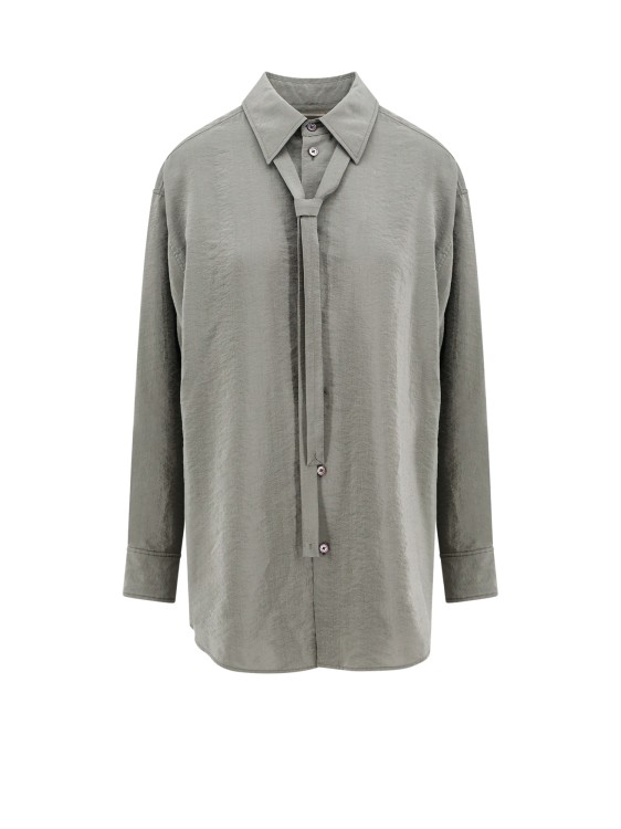 Shop Lemaire Maxi Length Shirt With Tie In Grey