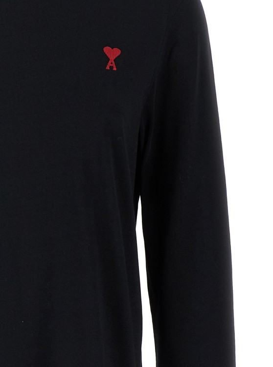 Shop Ami Alexandre Mattiussi Black Long Sleeve T-shirt With Adc Embroidery In Cotton