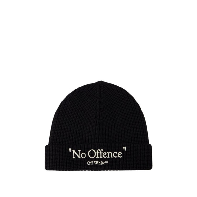 Off-white No Offence Embroidered Virgin-wool Beanie In Black