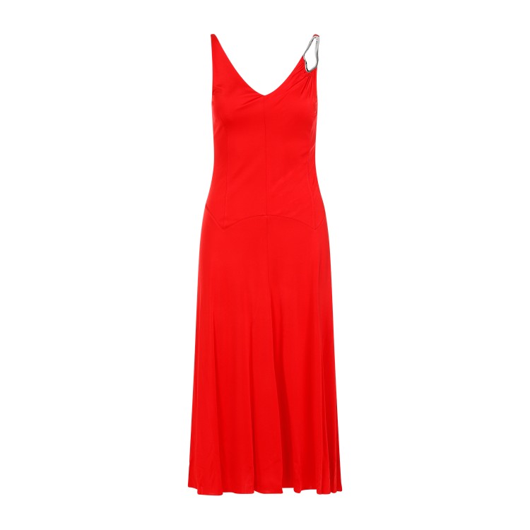 Shop Lanvin Red Flame Sleeveless A-line Midi Dress