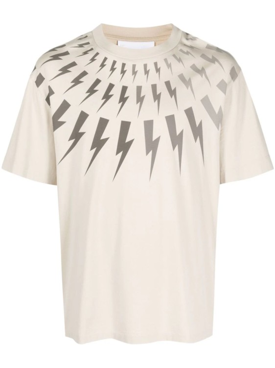 Shop Neil Barrett Ecru Degrade Thunderbolt T-shirt In White