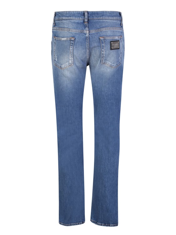 Shop Dolce & Gabbana Ripped Details Blue Denim Jeans In Neutrals