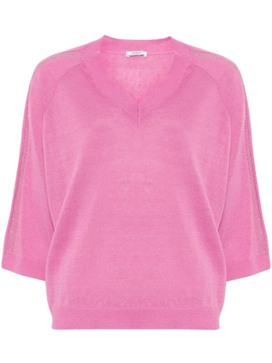 Shop Peserico Beaded Fine-knit Knitwear Top In Pink