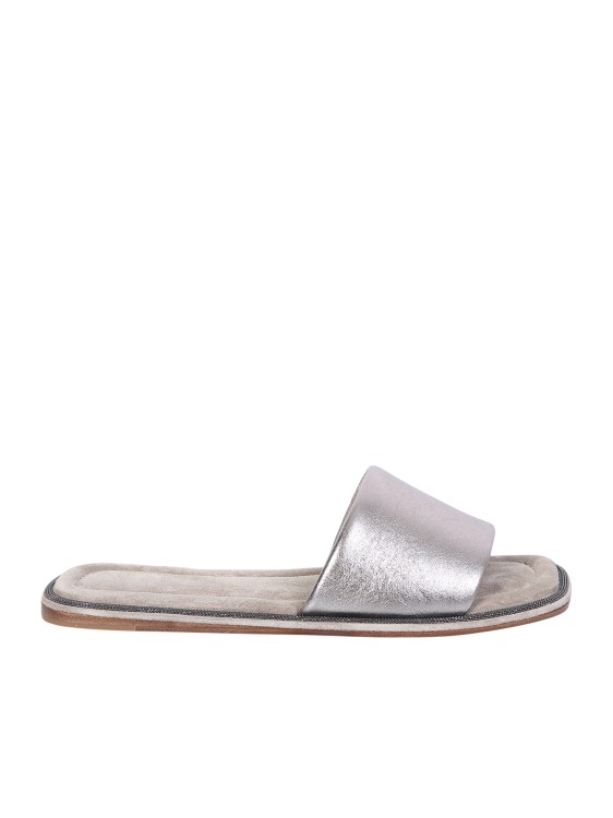 Shop Brunello Cucinelli Silver Sandals With Metallic Effect