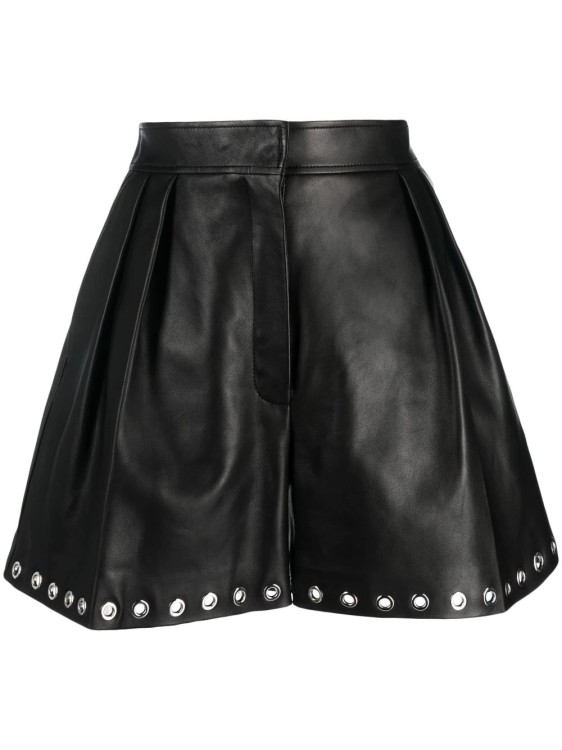 Alexander Mcqueen Eyelet-embellished Leather Shorts In Black