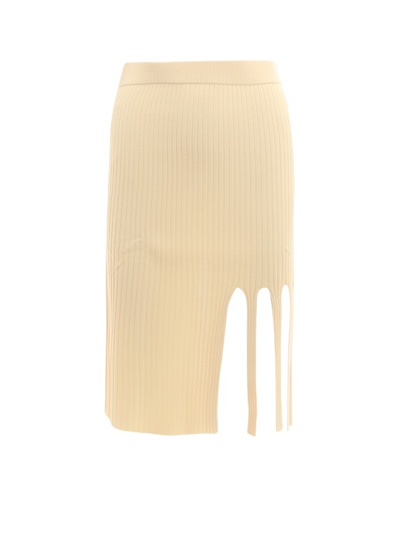 Krizia Ribbed Knit Skirt In Neutrals