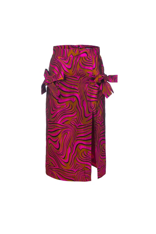 Shop Andreeva Raspberry Printed Skirt In Red