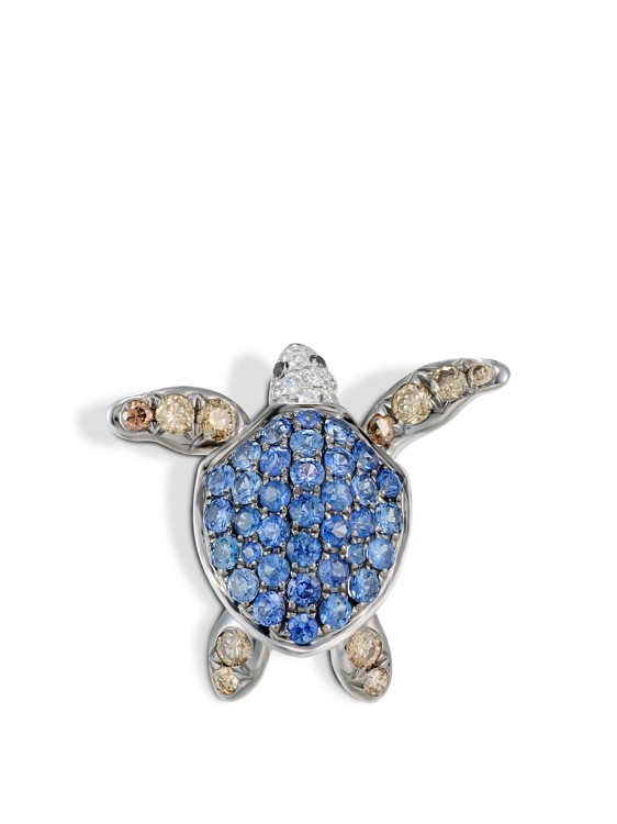 Mio Harutaka Women's Turtle 18k White Gold Diamond; Sapphire Single Earring In Not Applicable