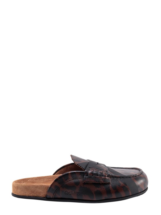 College Animalier Motif Leather Mule In Brown