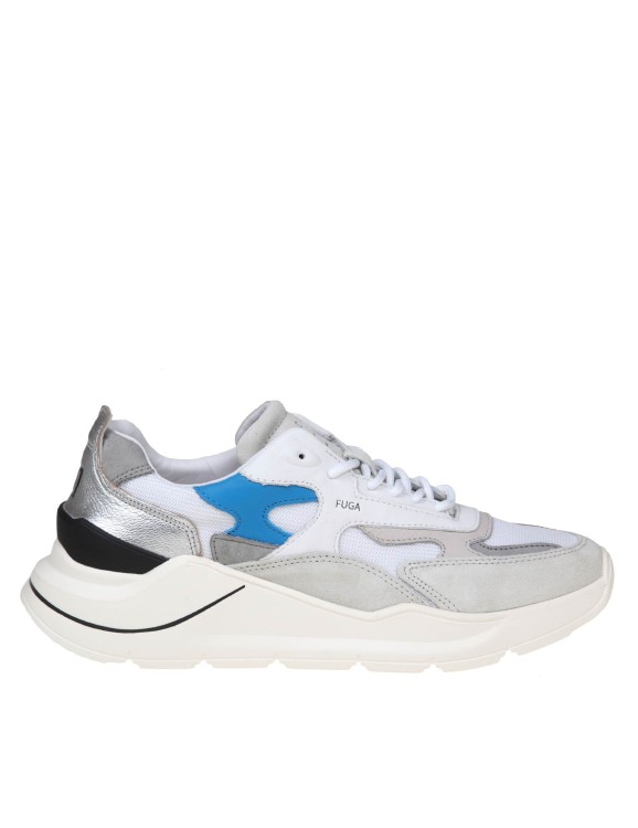 D.a.t.e. Fuga Sneakers In White/silver Leather And Fabric