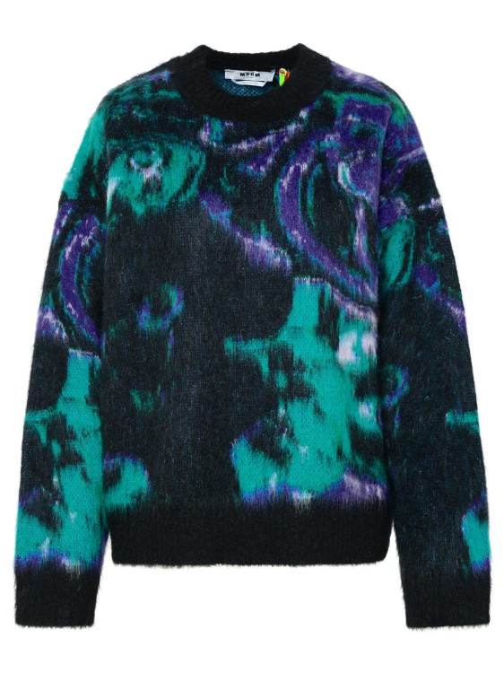 Shop Msgm Black Brushed Mohair Blend Sweater