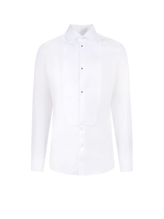 Shop Dolce & Gabbana Cotton Shirt With Frontal Plastron In White