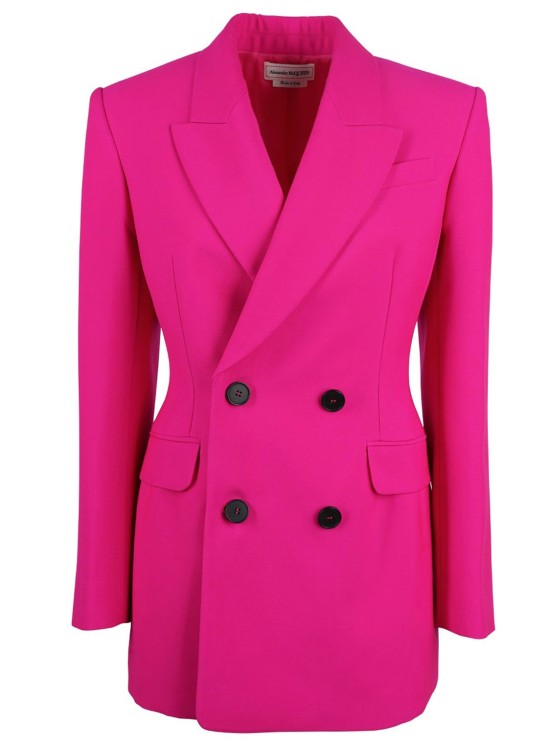 Alexander Mcqueen Double-breasted Straight Hem Blazer In Pink