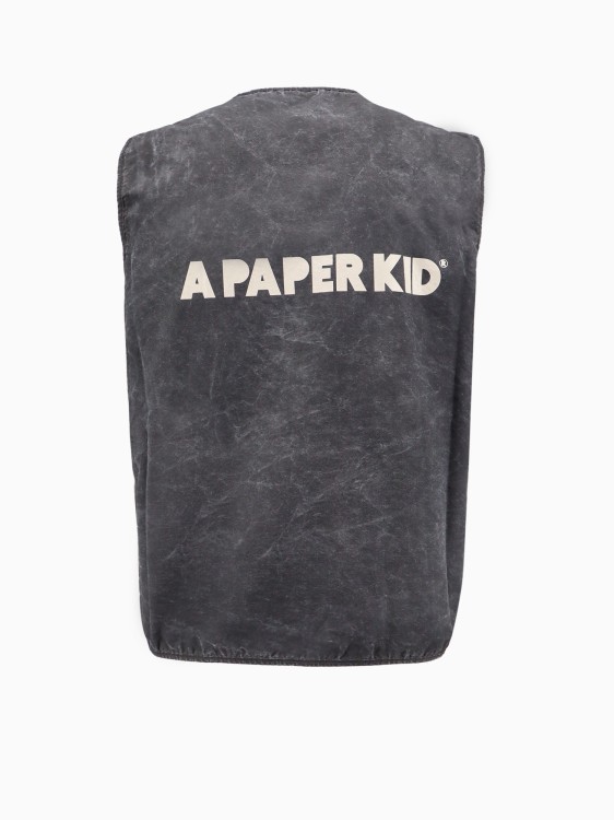 Shop A Paper Kid Cotton And Nylon Sleeveless Jacket With Removable Brooch In Grey