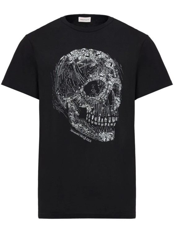 Shop Alexander Mcqueen Black Crystal Skull T-shirt