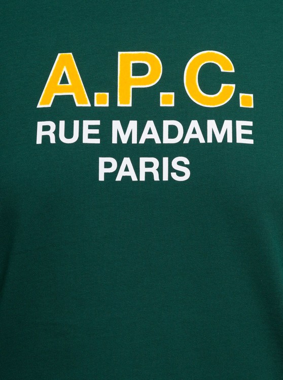Shop Apc Green Crewneck T-shirt With Front Logo Print In Cotton In Black