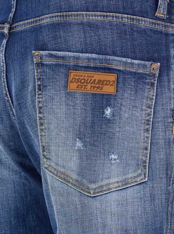 Shop Dsquared2 Cool Guy' Blue Five-pocket Jeans With Logo Patch In Stretch Cotton Denim