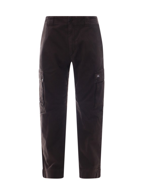 Shop C.p. Company Cotton Cargo Trouser With Applied Pockets In Black