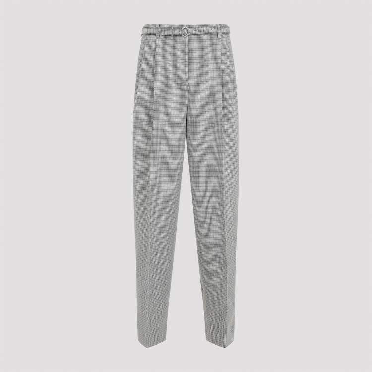 Jil Sander Tailored Check Trousers With Belt Clothing In Grey