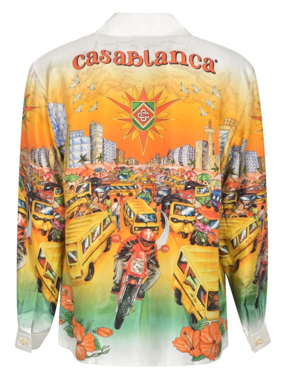 Shop Casablanca Silk Twill Weave All-over Graphic Print Shirt In Multicolor