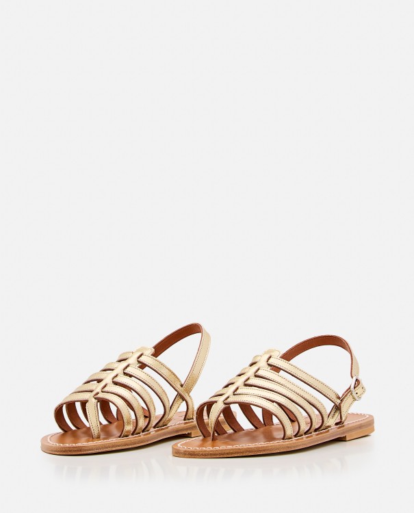 Shop Kjacques Homere Leather Sandals In Gold