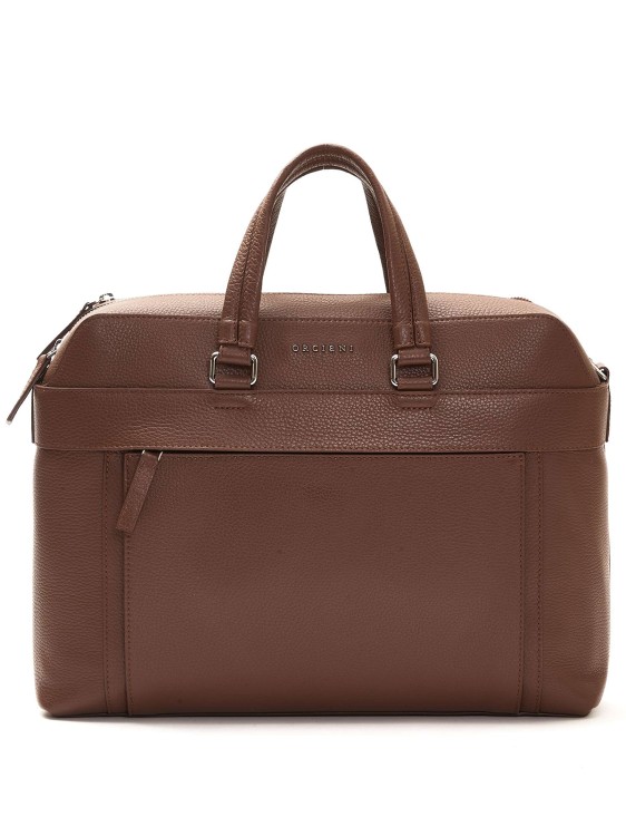 Orciani Brown Leather Work Bag
