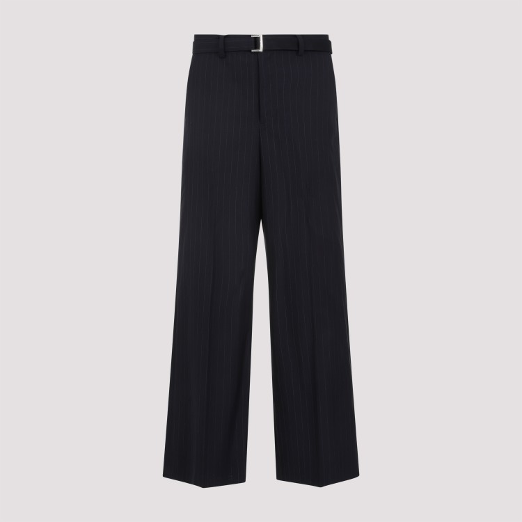 Shop Sacai Navy-blue Chalk Stripe Pants In Black