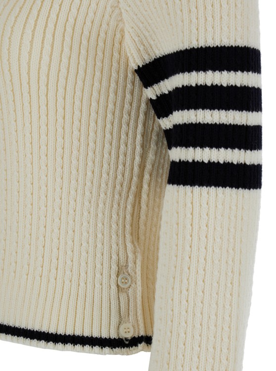 Thom Browne White Sweater With 4-bar Detail In Knit Woman In Neutrals