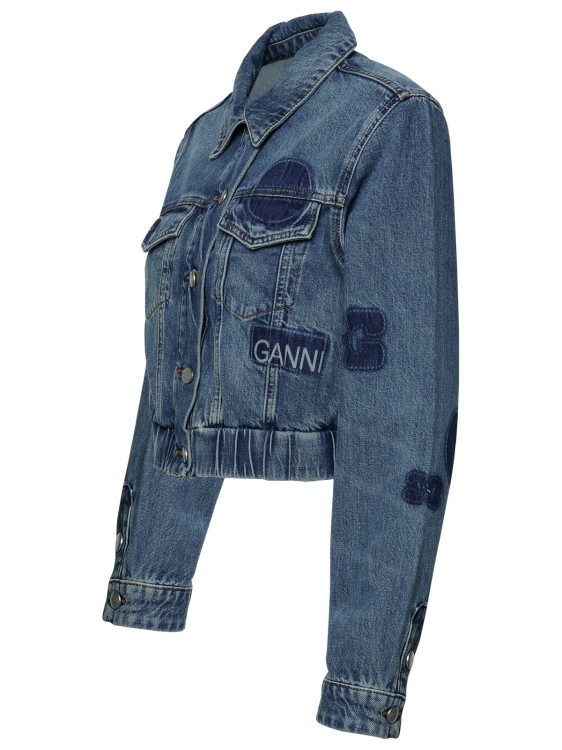 Shop Ganni Jacket Jeans Patch In Blue