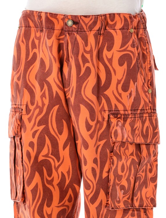 Shop Erl Printed Flame Cargo Pants In Orange