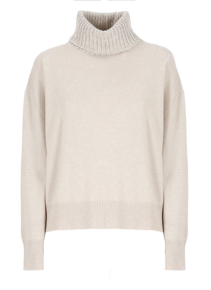 Fabiana Filippi Long-sleeved High-necked Sweater In Neutrals