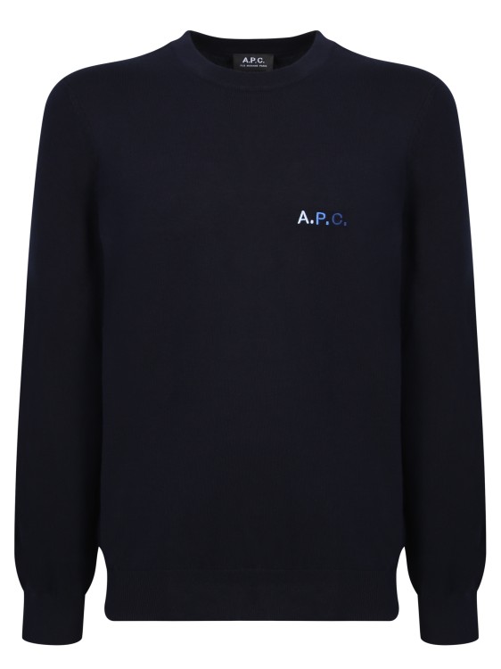 Apc Black Sweatshirt With Embroidered Logo In Blue